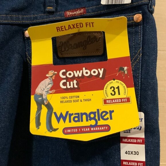 Wrangler Cowboy Cut Mens Relaxed Fit Jeans Size 40 X 30 Cotton Dark Wash Denim - Picture 5 of 8